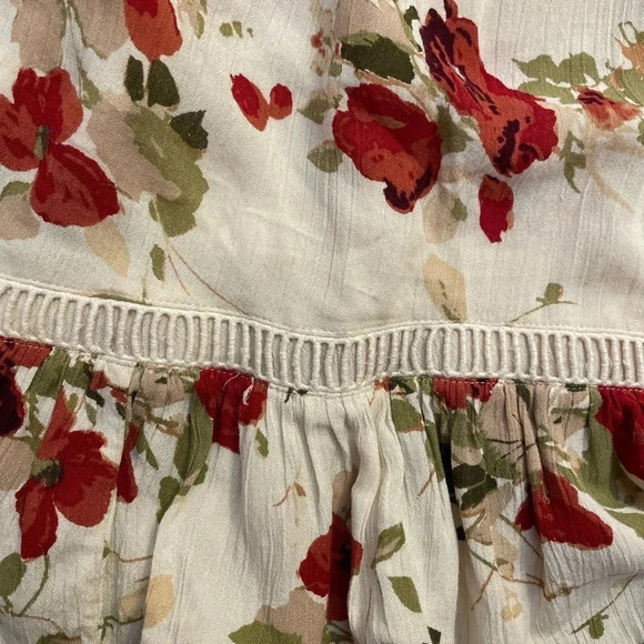 Volcom “SHELLO DRESS”
macramé top spaghetti straps ruffle hem floral boho L - Picture 14 of 15